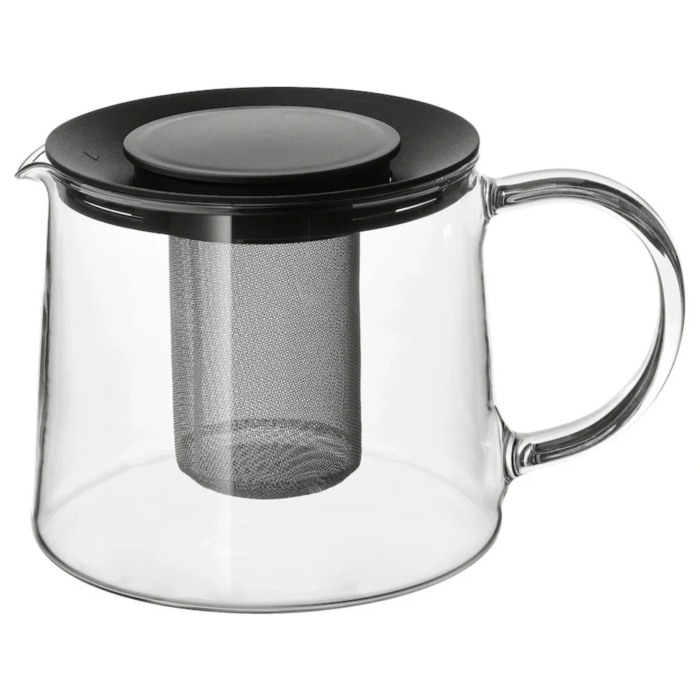 IKEA RIKLIG Glass Teapot with Infuser, 1.6 qt, Heat-Resistant for Loose Leaf Tea